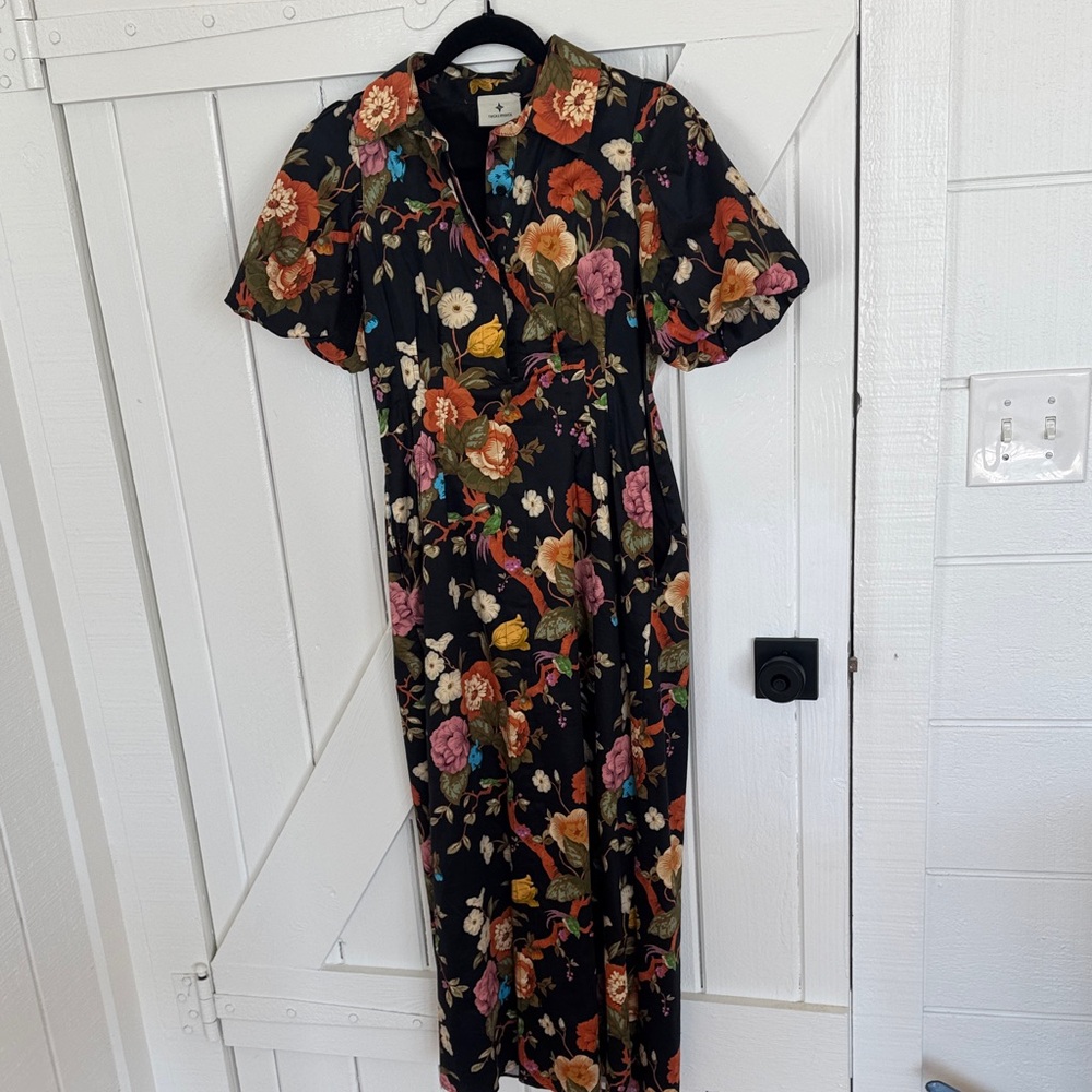 Tuckernuck Black Floral Midi Dress